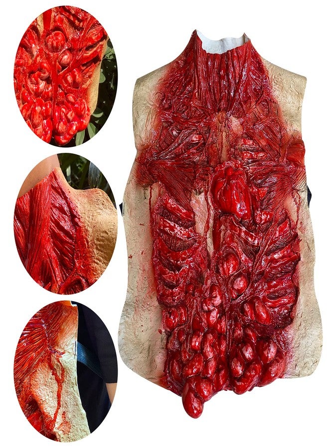 Lyxaof Bloody Intestine Scary Dead Body Halloween Prop Organ Fake Body Parts with Zombie Mask Haunted House Cosplay Costume - Image 3